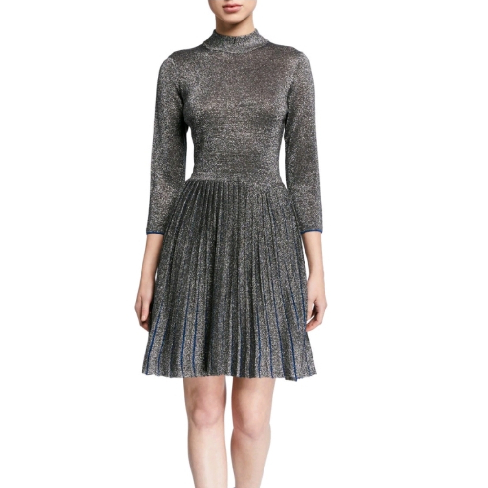 NWOT Ted Baker Metallic Shimmer Stretch-knit Dress Size 2(USA Size 6)